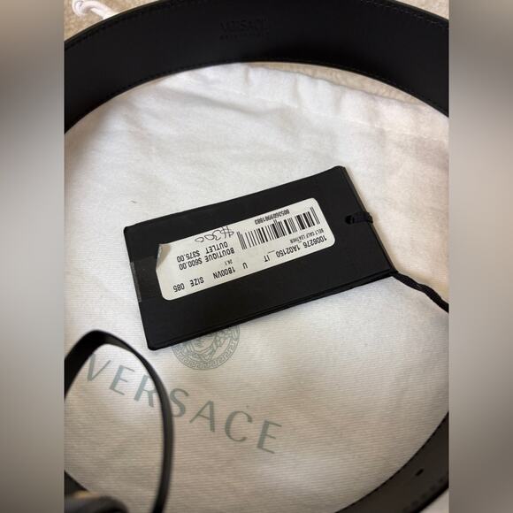 Versace Black leather Medusa belt 85cm